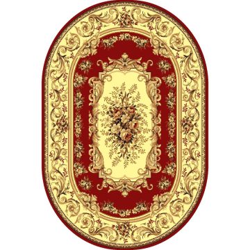 Covor clasic Gold 235/22, polipropilena BCF, bej-maro si rosu, 60 x 110 cm