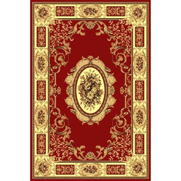 Covor clasic Gold 242/22, polipropilena BCF, rosu/bej, 150 x 230 cm
