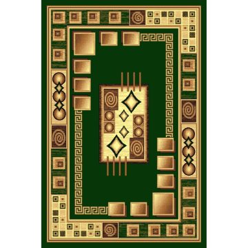 Covor clasic Gold 364/32, polipropilena BCF, verde-bej, 60 x 110 cm