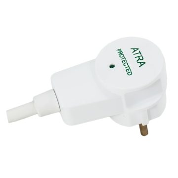 Stecher cu protectie suprasarcina si protectie la supratensiune, Atra, alb, IP20, iesire laterala, 220V