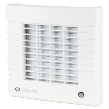 Ventilator de baie Vents, jaluzele automate, intrerupator pe fir, D 125 mm, 18 W, 2300 rpm, 185 mc/h, alb