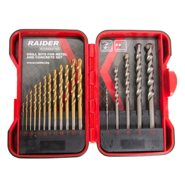 Set 17 burghie Raider, mandrina standard, pentru  metal si beton, 1.5-10 mm