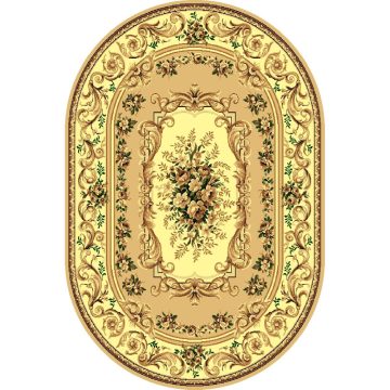 Covor clasic Gold 235/123 O, polipropilena BCF, bej-maro, 60 x 110 cm