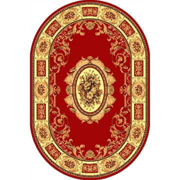Covor clasic Gold 242/22 O, polipropilena BCF, rosu/bej, 60 x 110 cm