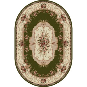 Covor modern Lotus 507/301 O, polipropilena heat-set, model floral bej-verde, 60 x 110 cm