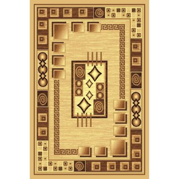 Covor clasic Gold 364/12, polipropilena BCF, bej-maro, 80 x 150 cm