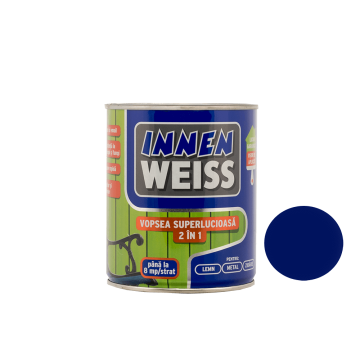 Vopsea superlucioasa Innenweiss 2 in 1, interior si exterior, albastru 0,6 L