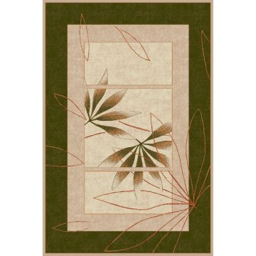 Covor modern Lotus 552/130, polipropilena heat-set, model floral bej-verde, 60 x 110 cm