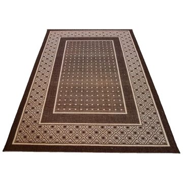 Covor modern Natura 903/91, polipropilena, model geometric maro, 100 x 200 cm