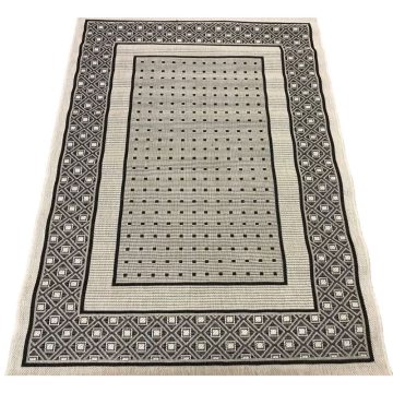 Covor modern Natura 903/19, polipropilena, model geometric gri, 50 x 80 cm
