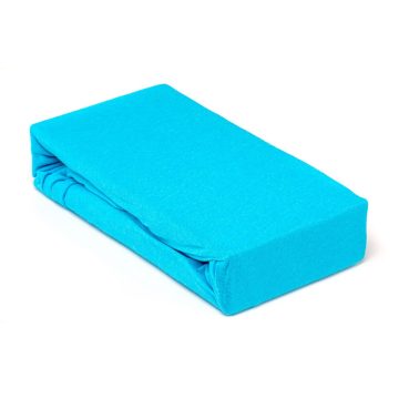 Husa saltea Jersey turcoaz, cu elastic, bumbac 100%, 160 x 200 cm