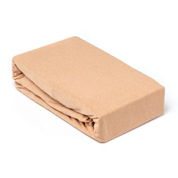 Husa saltea Jersey bej, cu elastic, bumbac 100%, 160 x 200 cm