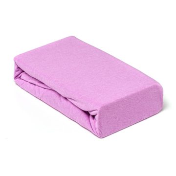 Husa saltea Jersey lila, cu elastic, bumbac 100%, 100 x 200 cm