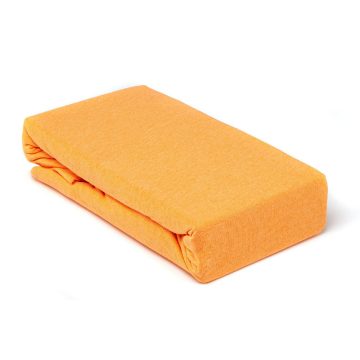 Husa saltea Jersey orange, cu elastic, bumbac 100%, 160 x 200 cm