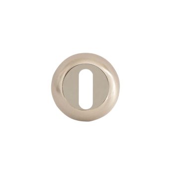 Rozeta pentru cheie, SN, rotunda, aliaj aluminiu, nichel satinat si crom, Ø 5 cm