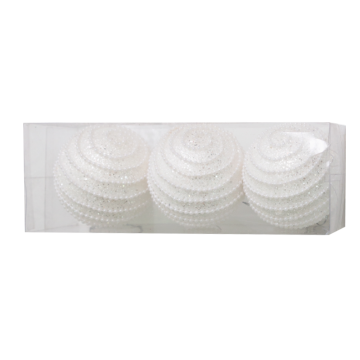 Set 3 globuri decorative de Craciun cu margele, polistiren, 8 cm