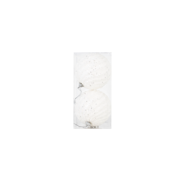 Set 2 globuri decorative de Craciun alb, polistiren, 10 cm