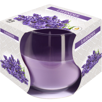 Lumanare decorativa parfumata, pahar transparent, lavanda, 70 x 80 mm
