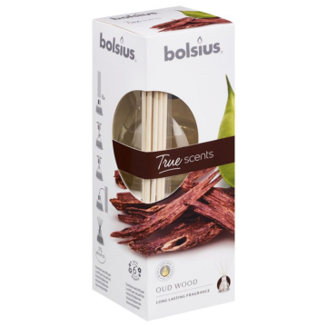 Odorizant cu betisoare Bolsius True Moods, lemn de oud, 45 ml