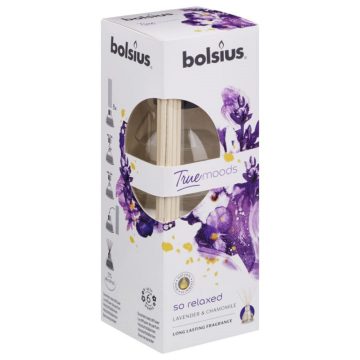 Odorizant cu betisoare Bolsius True Moods, lavanda si musetel, 45 ml