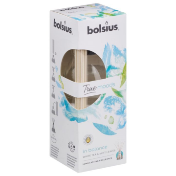 Odorizant cu betisoare Bolsius True Moods, ceai alb si menta, 45 ml
