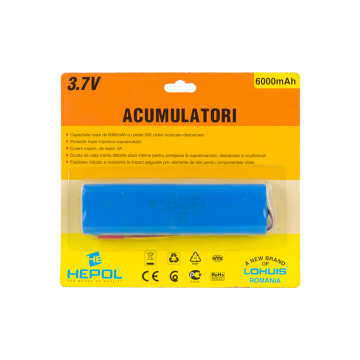 Acumulator Hepol Li-ion, 3.7V, 6000mAh