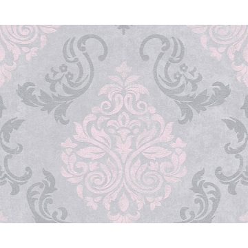 Tapet vlies AS Creation Memory 953726, gri si roz, aspect clasic, 10 x 0.53 m
