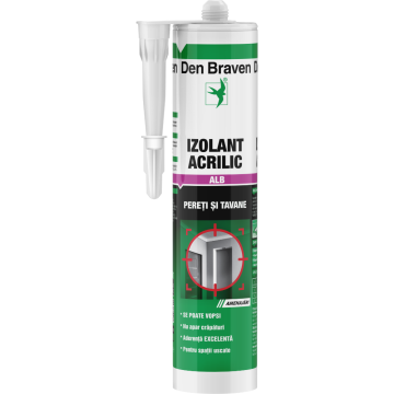 Izolant acrilic pentru pereti si tavane, Den Braven, interior, alb, 280 ml