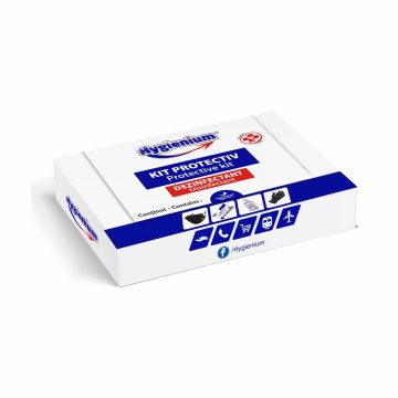 Kit Hygienium Protectiv, masca de protectie reutilizabila, manusi, dezinfectant maini si servetele dezinfectante