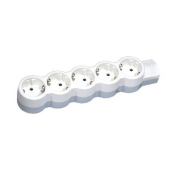 Bloc multipriza 5x2P+T, Legrand 695014, contact de protectie, alb