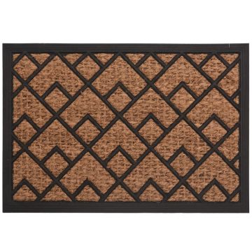 Stergator intrare cocos model geometric, bej/negru, 40 x 60 cm