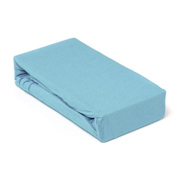 Husa saltea Jersey bleu, cu elastic, bumbac 100%, 140 x 200 cm