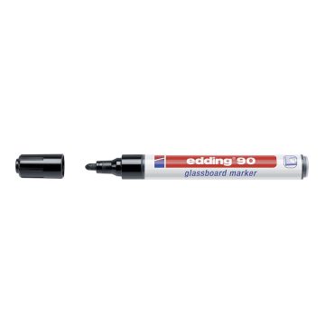 Marker Edding 90, pentru suprafete din sticla, varf 2-3 mm, negru