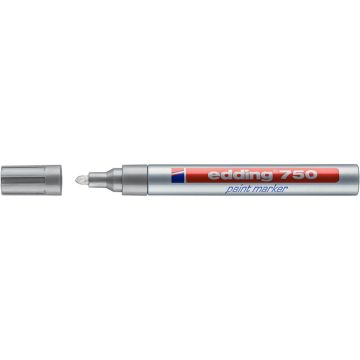 Marker permanent Edding 750, corp metalic, varf rotund, 2-4 mm, cu vopsea argintie