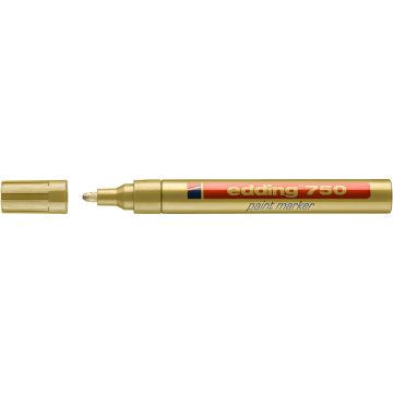 Marker permanent Edding 750, corp metalic, varf rotund, 2-4 mm, cu vopsea aurie
