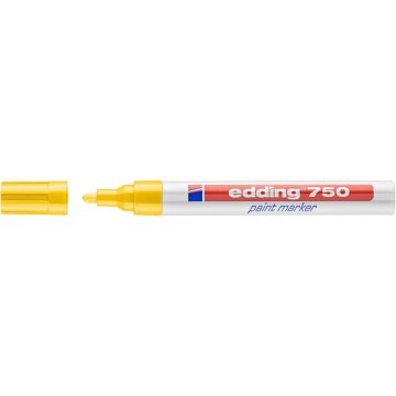 Marker permanent Edding 750, corp metalic, varf rotund, 2-4 mm, cu vopsea galbena