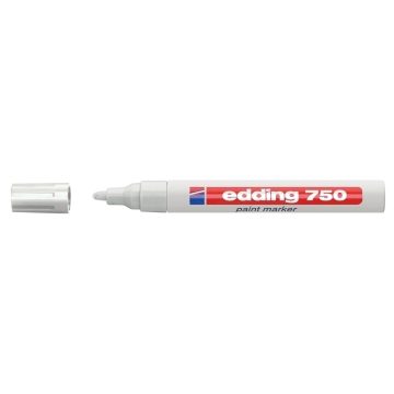 Marker permanent Edding 750, corp metalic, varf rotund, 2-4 mm, cu vopsea alba