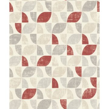 Tapet vinil Rasch Selection 519822, bej+rosu+gri, model geometric, 10 x 0.53 m
