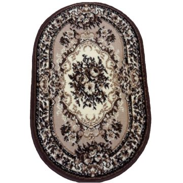 Covor clasic Gold 047/12A O, polipropilena BCF, bej-maro, 60 x 110 cm