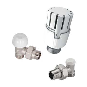 Kit termostatic colt Tiemme, FE, alama, alb/argintiu, 16 mm x 1/2 inch