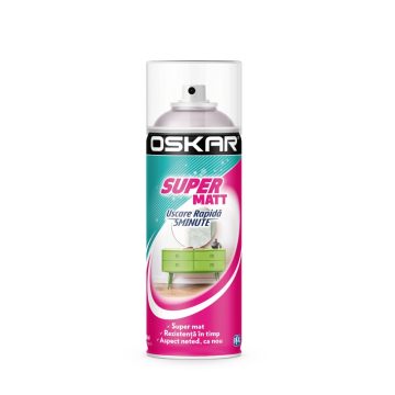 Vopsea spray Oskar Super Matt, alb RAL 9010, mat, interior/exterior, 400 ml