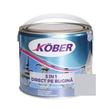 Vopsea alchidica/email  pentru metal Kober 3 in 1, interior / exterior, argintiu, 2,5 L