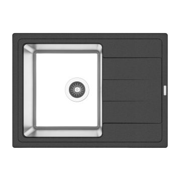Chiuveta bucatarie Florentina Combi, inox/compozit, 1 cuva, blat, 650 x 480 mm, negru
