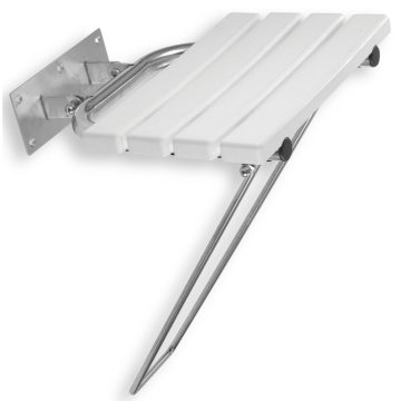 Scaun de dus rabatabil cu picior de sprijin Ferro Metalia Help, otel inoxidabil, crom/alb, 44 x 45 cm