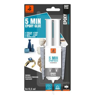 Adeziv pentru metale Dragon Epoxy seringa, 2 x 12.5 ml