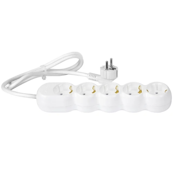 Prelungitor cu contact de protectie Wconn, alb, 5 prize, 3 m