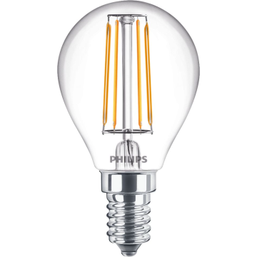 Bec LED Philips Classic LEDLuster ND, 4.3W, P45 CL, E14, alb cald