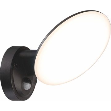 Aplica exterior Ossett, negru, 1 x LED, IP44, 12W, senzor miscare