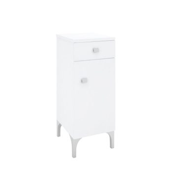 Dulap baie Savini Due, 1 usa + 1 sertar, PAL/MDF infoliat, alb, 87 x 31,6 x 33,5 cm