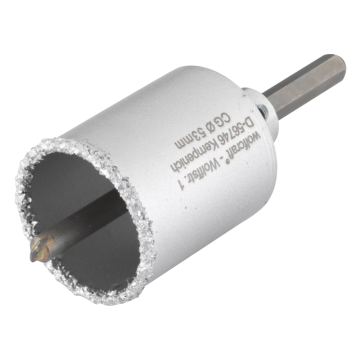 Carota diamantata Wolfcraft, pentru zidarie si beton, cu ax hexagonal si burghiu centrare, 53 mm